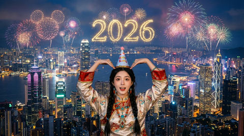 香港维多利亚港烟花秀 效果图