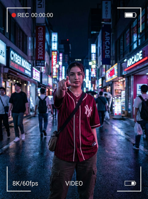 女子将食指向前伸出朝向相机镜头 效果图