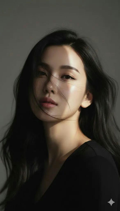 年轻女性的韩式时尚特写肖像 效果图