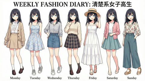 生成一周的服装搭配 效果图