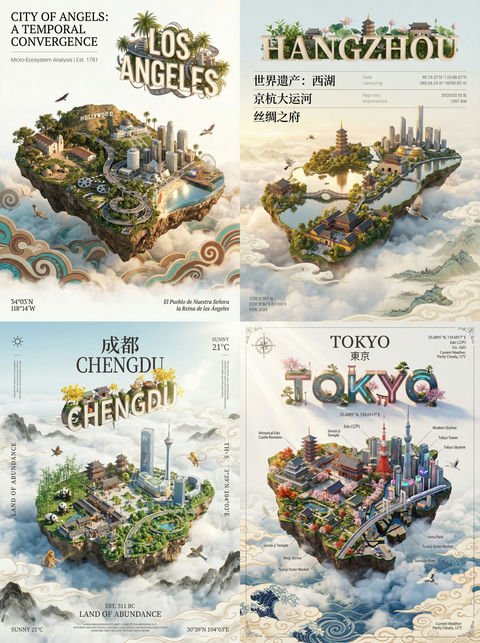 城市渲染数字艺术海报 效果图