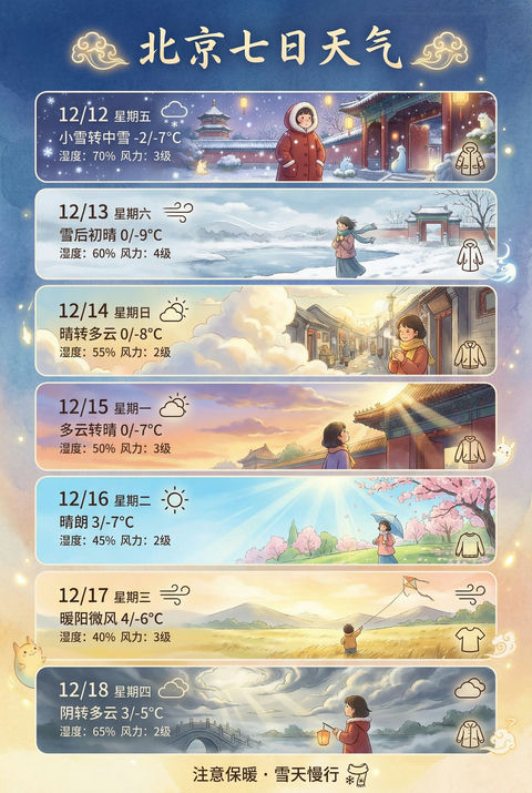 北京7日天气预报-海报 效果图