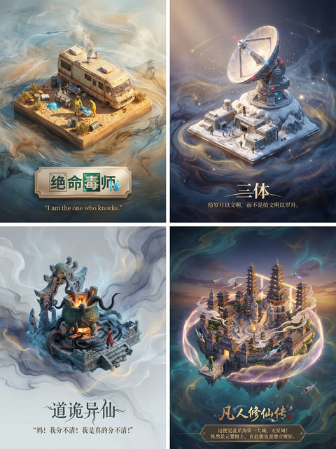 生成任何影视剧或者小说的场景海报 效果图