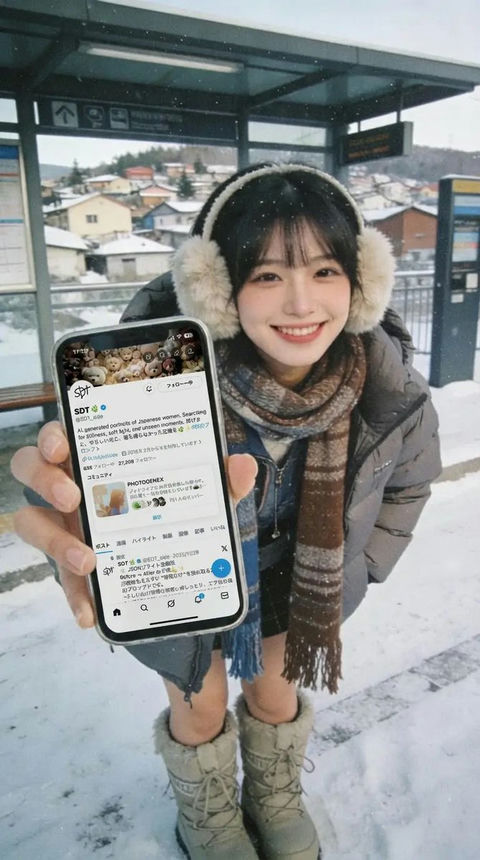 女生展示自己手机照片 效果图
