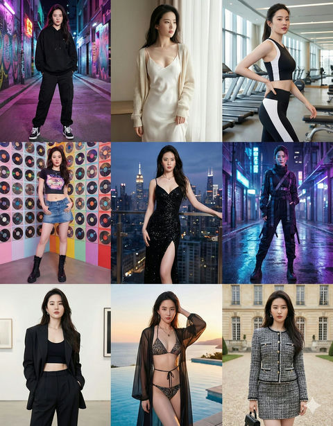 人物的9种服装风格和背景 效果图