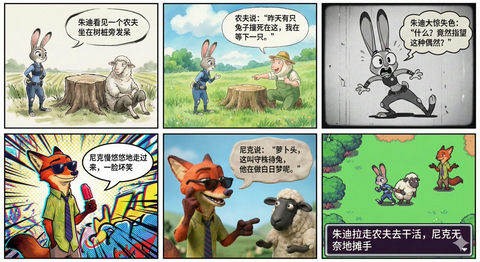 6格漫画每一格的风格都不同