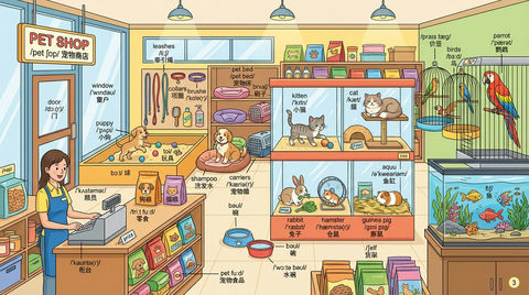 绘制一个详细的宠物商店场景 效果图