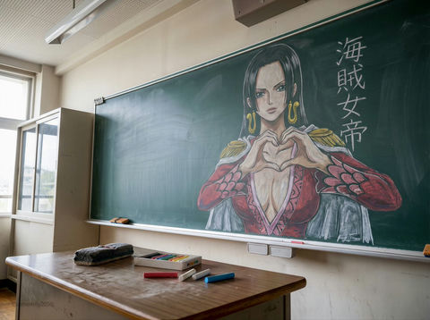 黑板艺术作品-海賊女帝 效果图