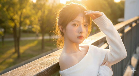 身着白色针织上衣的阳光女孩 效果图