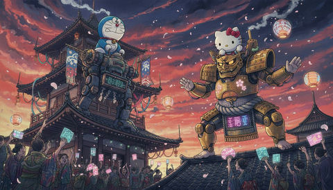 超现实主义日式水墨画 效果图