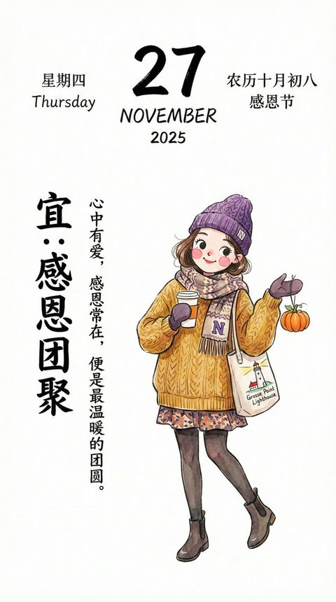 手绘日历插画 效果图