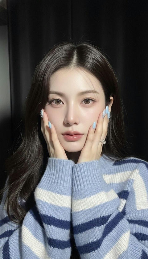 一张年轻女性的逼真特写自拍照 效果图