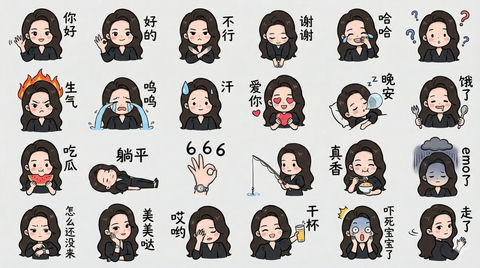 彩色手绘风格表情包 效果图