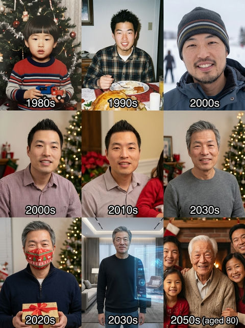 出生到80岁各个年龄段的节日照片 效果图