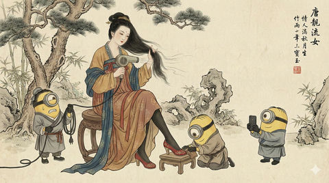 中国传统水墨彩画 效果图